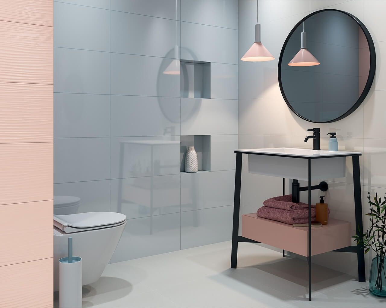 #Ceramika Paradyz #Synergy #Obklady a dlažby #Koupelna #Moderní styl #Lesklý obklad #Velký formát #500 - 700 Kč/m2 #new #růžová #modrá 